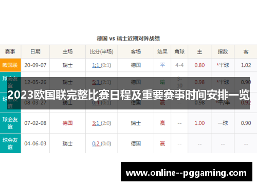 2023欧国联完整比赛日程及重要赛事时间安排一览